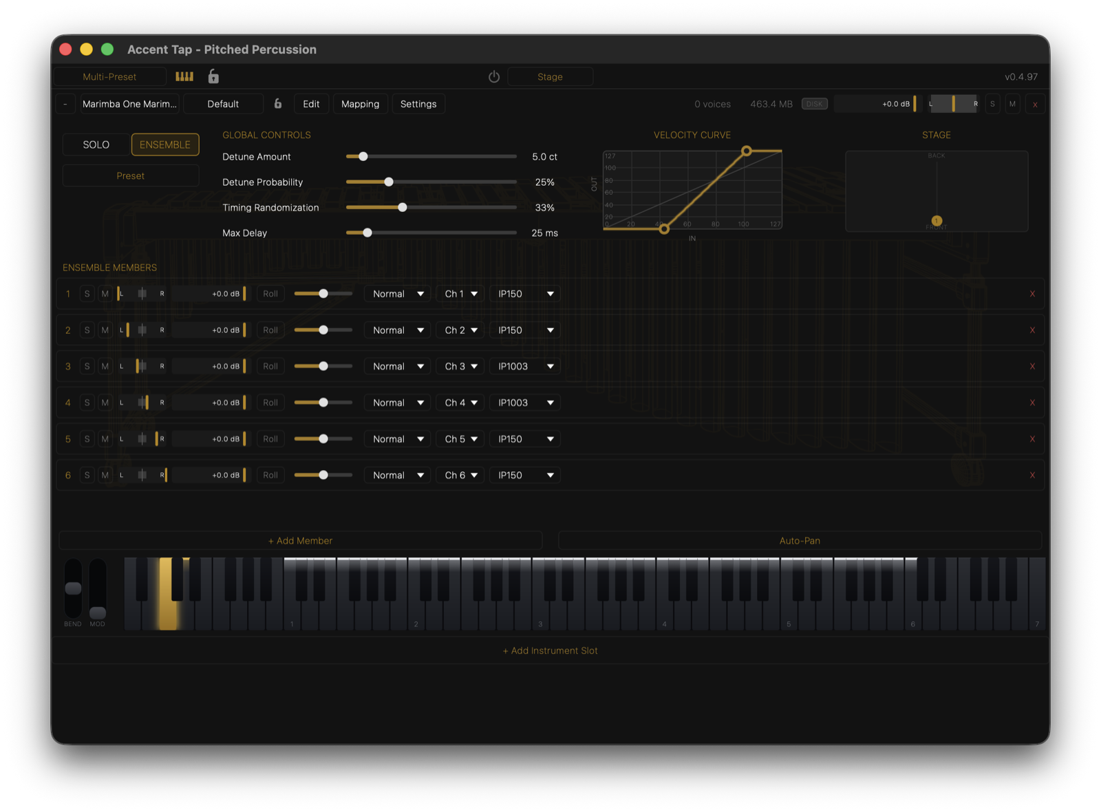 Ensemble mode with global humanization controls and member list